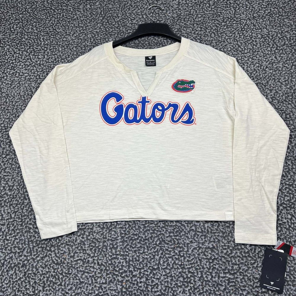 Florida Gators Shirt Women Medium Cream Fanatics Long Sleeve Crop Cotton New M